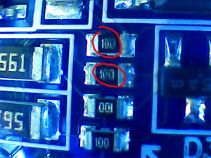 Image of the two faulty burned resistor